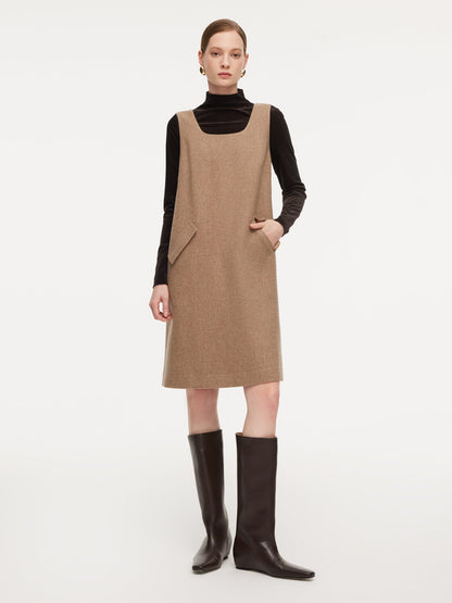 Washable Wool Cashmere Blend Sleeveless Dress And Velvet Knit Top Two-Piece Set