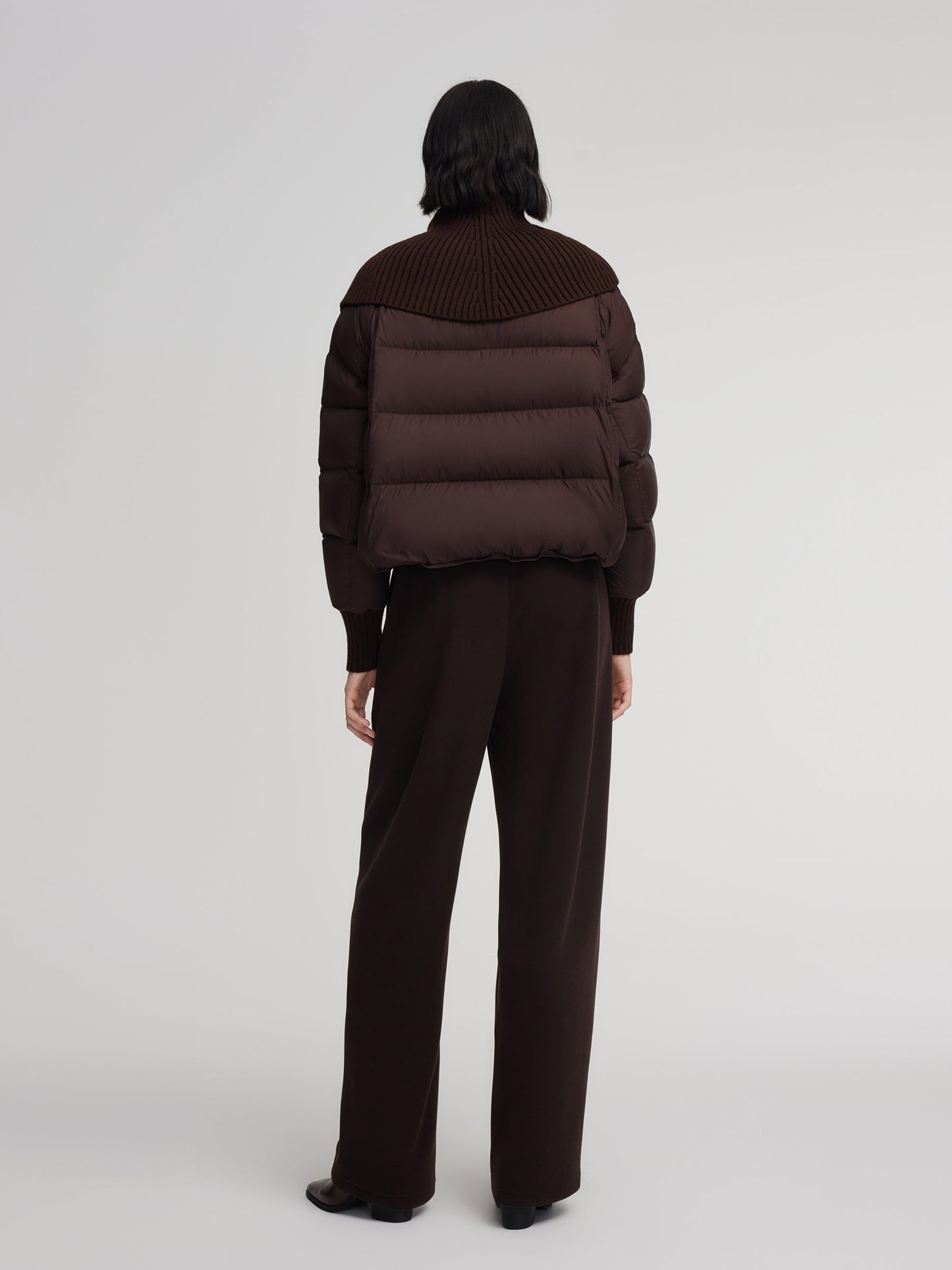 Cocoon Knitted Convertible Collar Goose Down Jacket