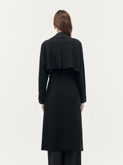 Triacetate Magnetic Button Cuffs Women Trench Coat With Belt