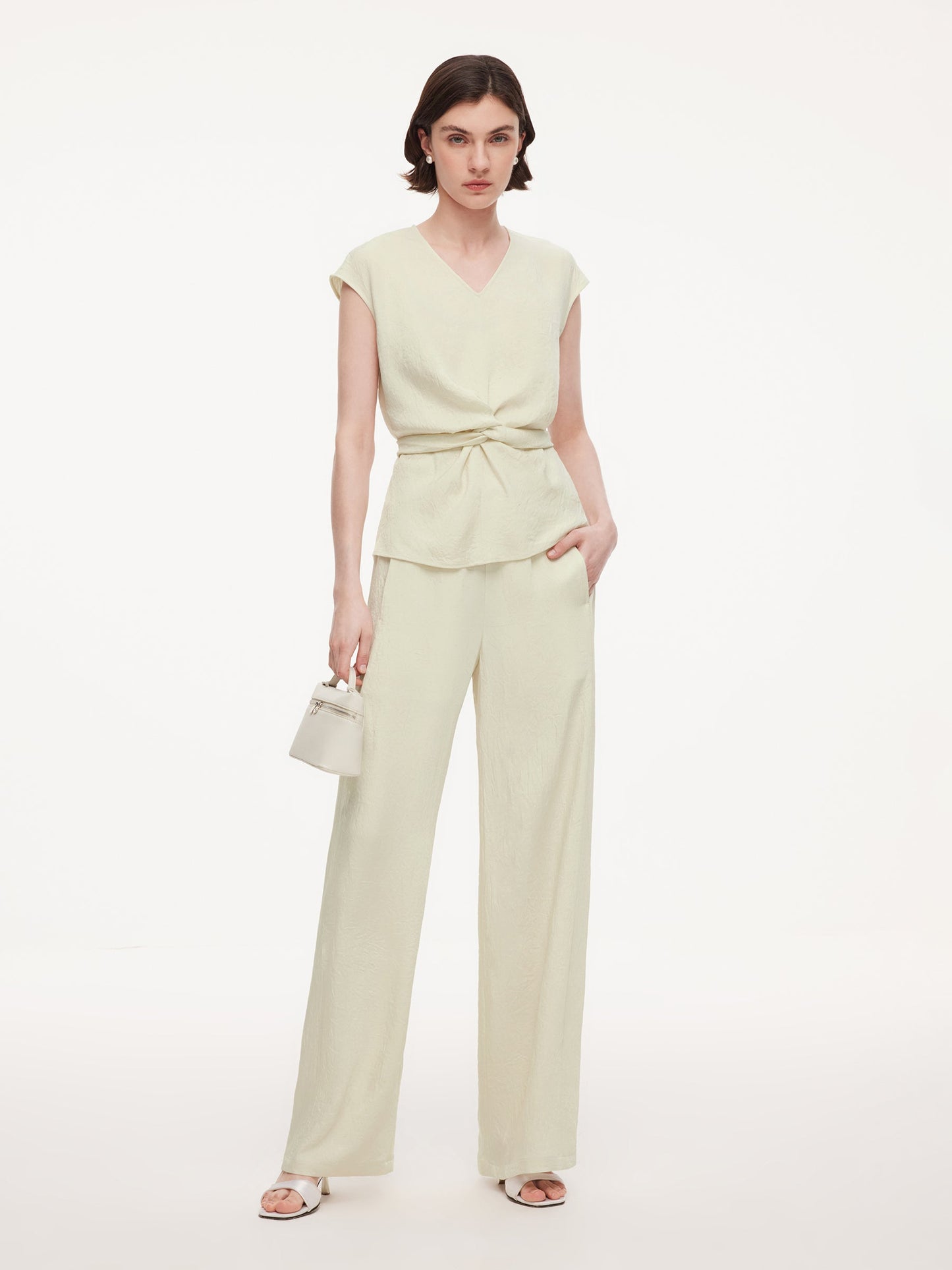 100% Acetate Straight Leg Women Pants