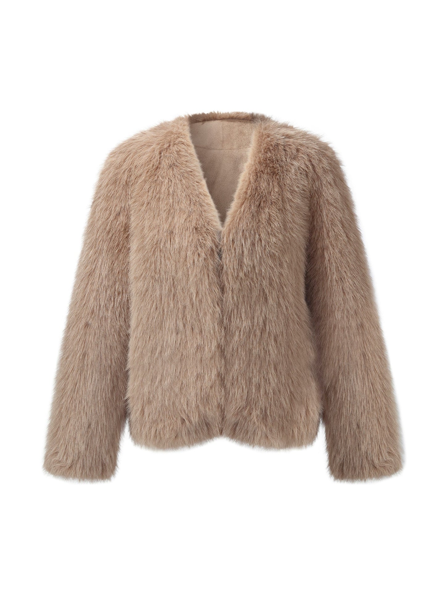 Eco-friendly Fur V-Neck Women Coat