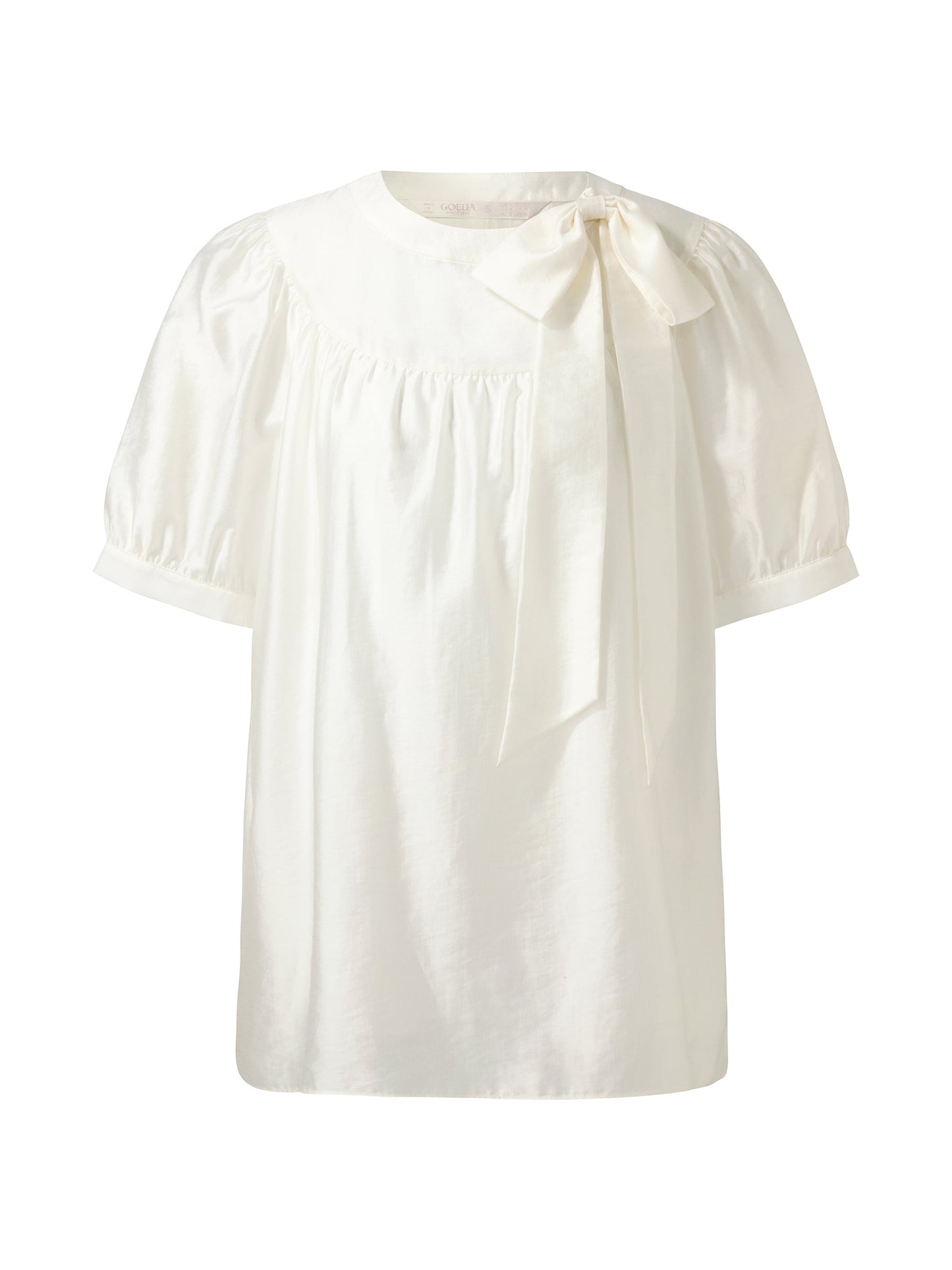 Tencel Blend Women Puff-sleeved Blouse