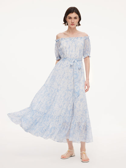 10MM Mulberry Silk Convertible Neck Women Belted Maxi Dress