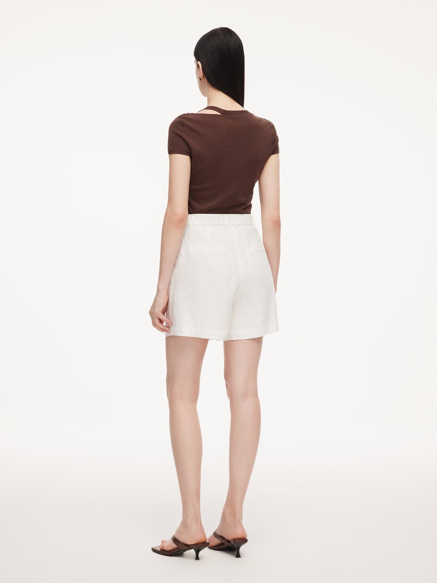 100% Linen Women A-Line Shorts