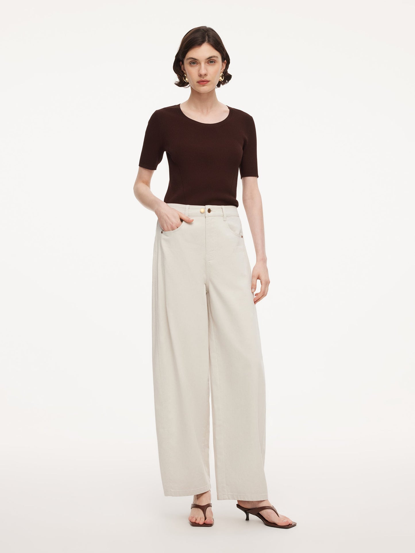 Lyocell Blend Round Neck Women Knit Top With Detachable Sailor Collar