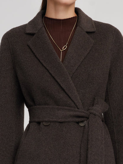 Camel Hair Wool Blend Women Wrap Overcoat