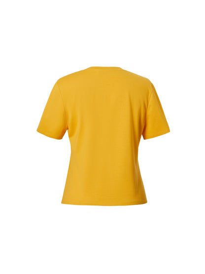 Cotton Blend Round Neck Tape Embroidered Women T-Shirt