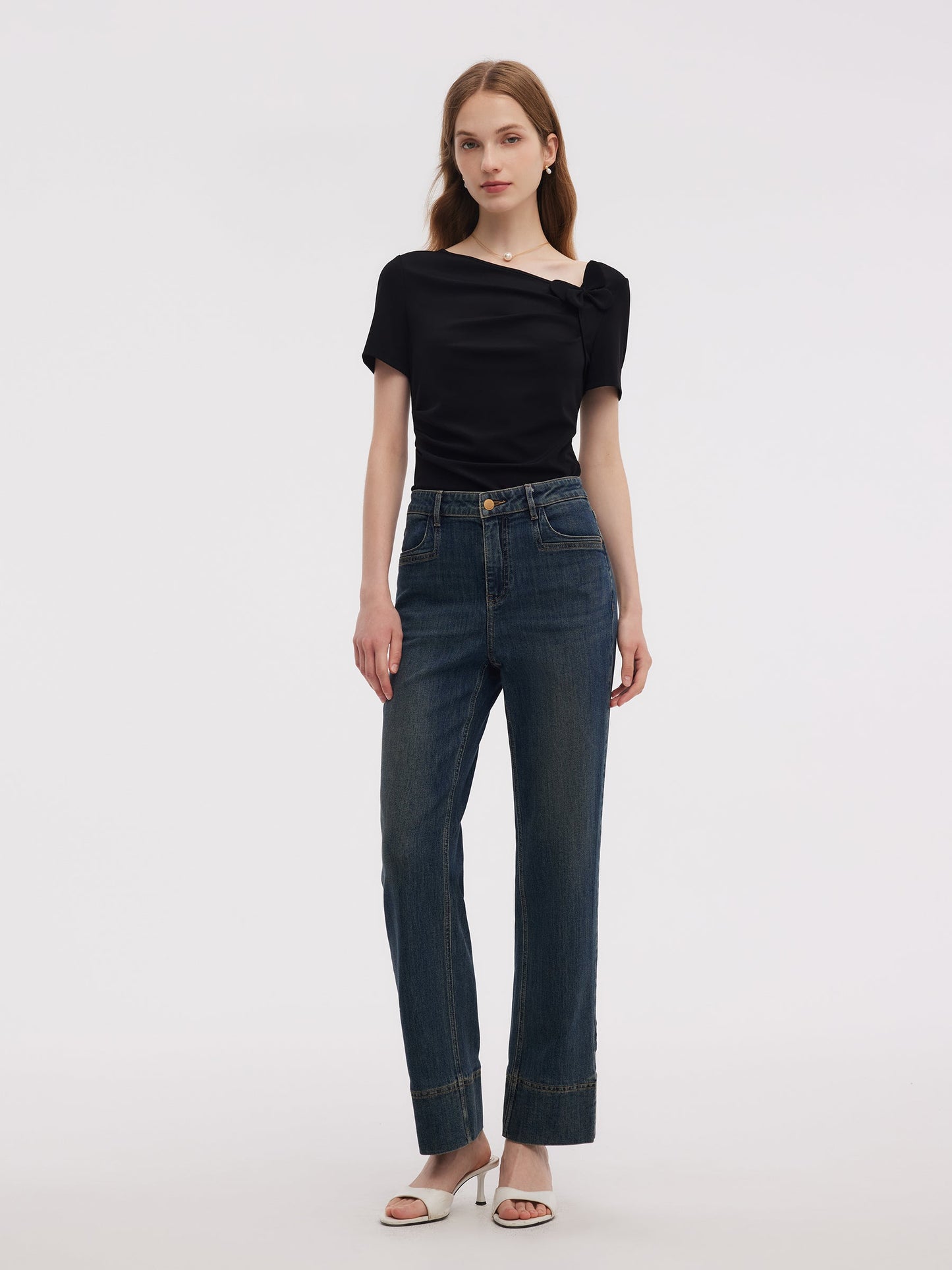Denim Women Ankle-Length Cuffed Jeans