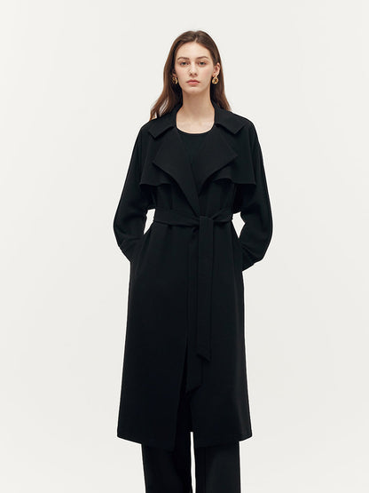 Triacetate Magnetic Button Cuffs Women Trench Coat With Belt
