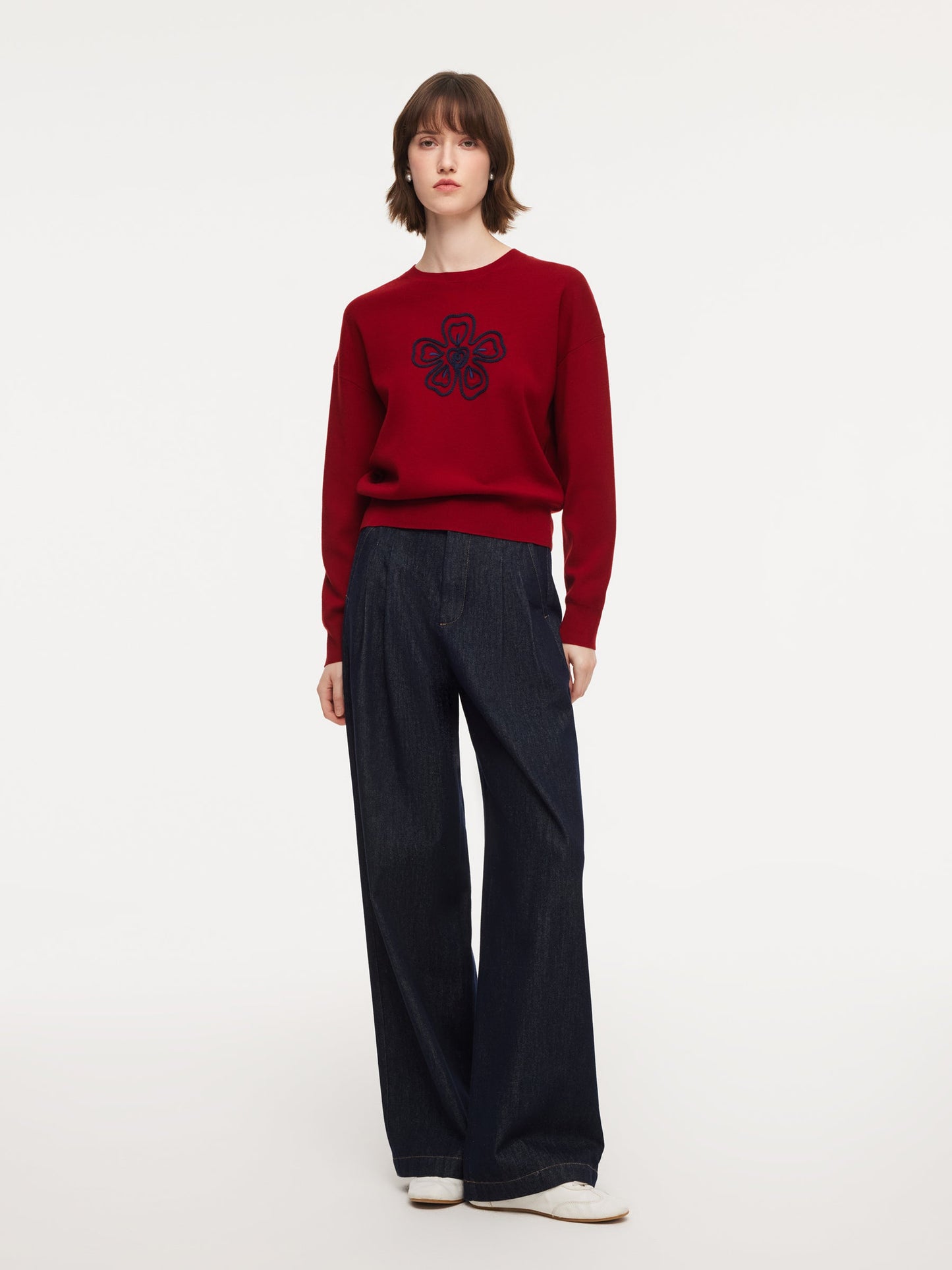 Tencel Wool Blend Floral Women Sweater