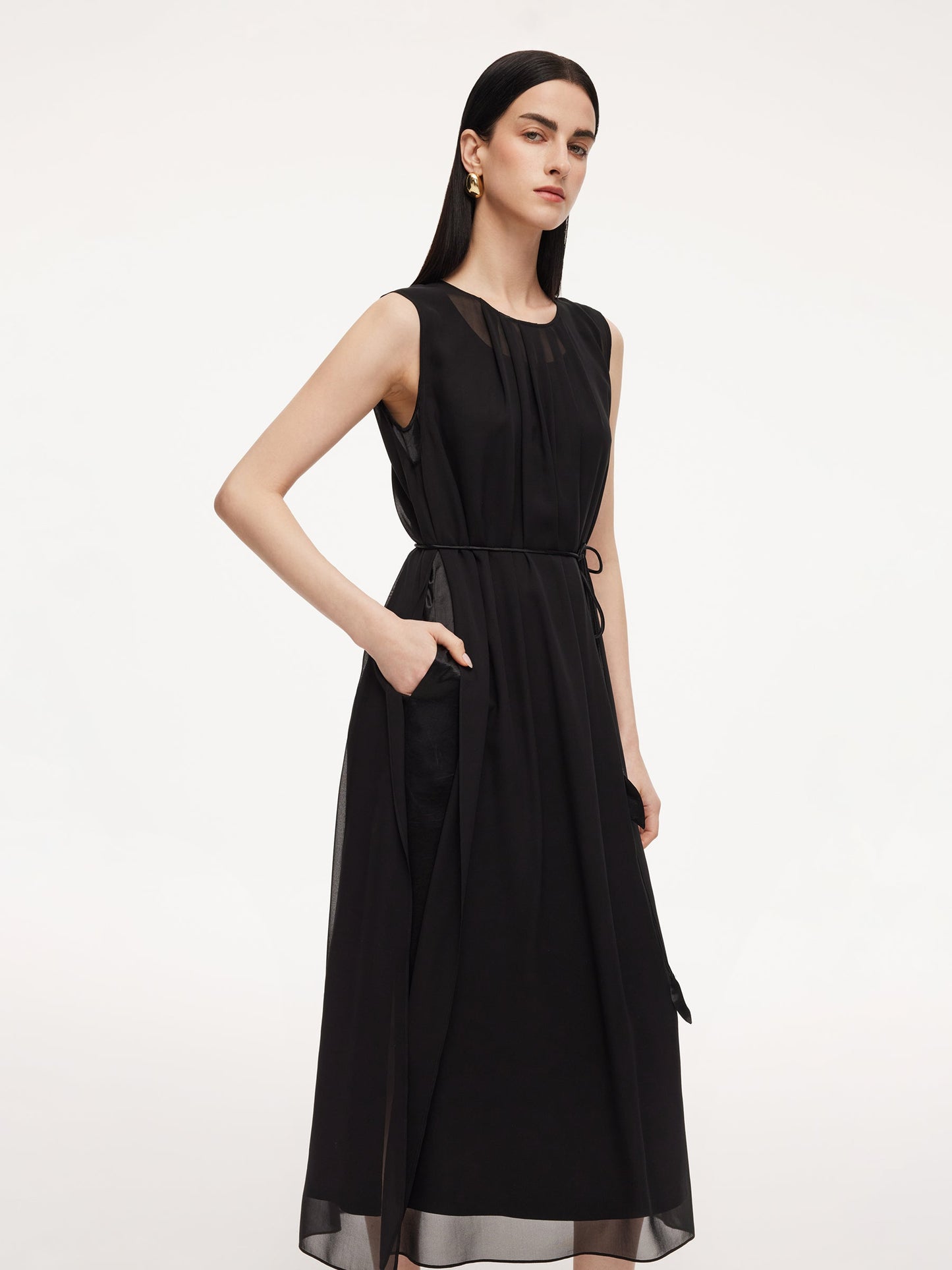 10MM Mulberry Silk Sleeveless Dress And 100% Acetate Sleeveless Dress Two-Piece Set