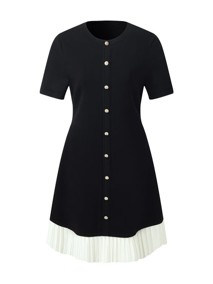 Tencel Blend Color Block Women Knit Mini Dress