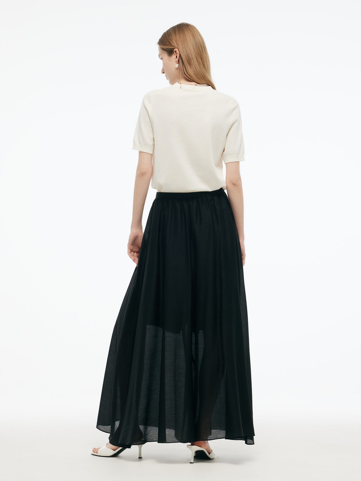 Tencel Blend Elastic Waist Women Culottes