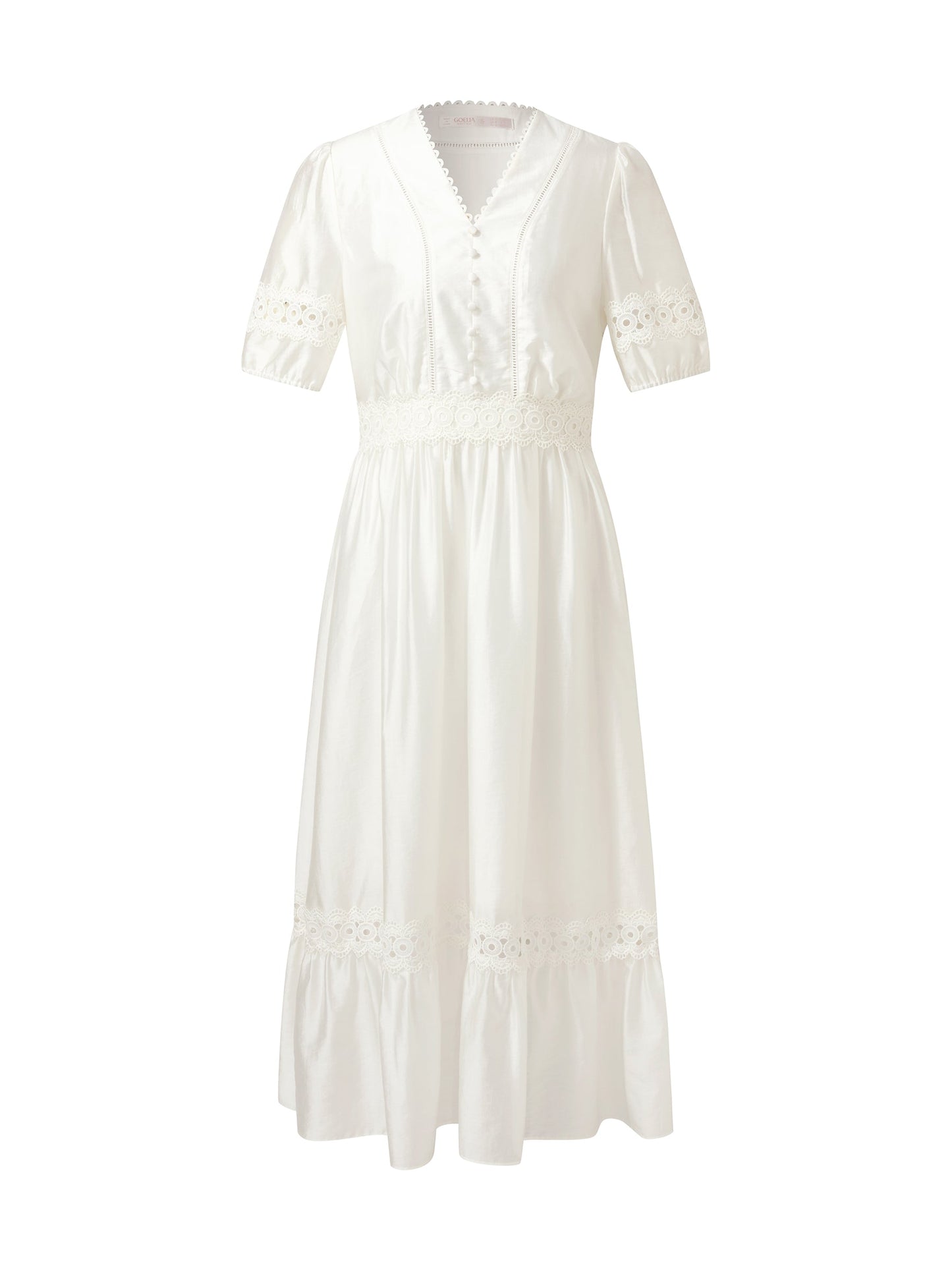 Tencel Blend Patchwork Lace Women Maxi Dress