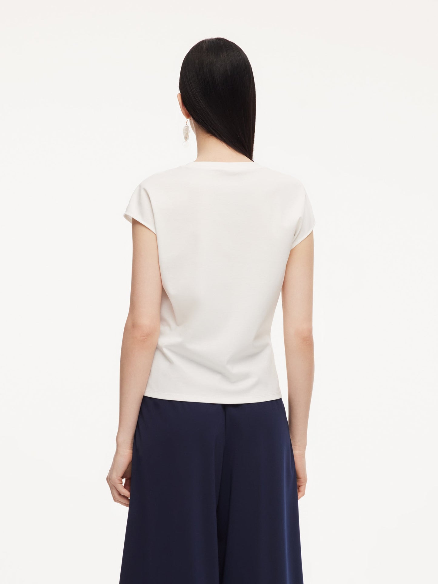 Tencel Blend Twist Front Top And Wide Leg Pants Two-Piece Set With Silk Scarf