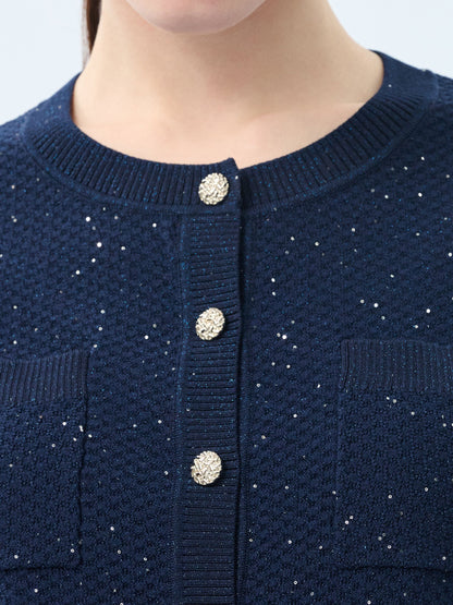 Lyocell Blend Sequins Women Cardigan