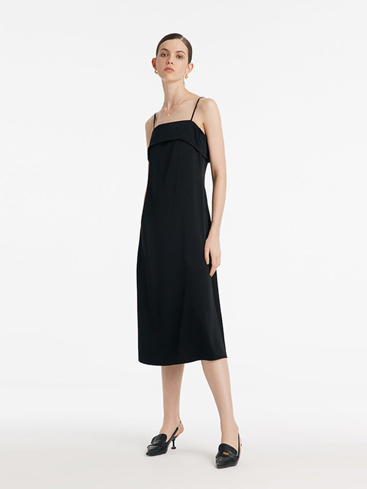 Triacetate Spaghetti Strap Women Midi Dress