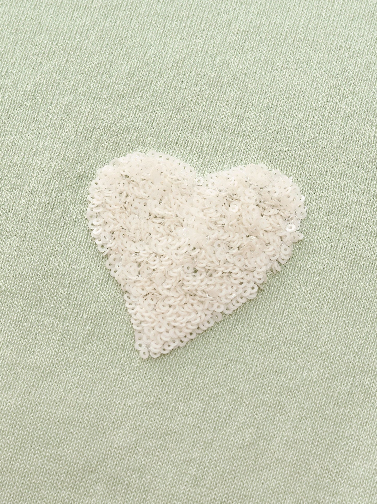 Lyocell Blend Sequined Heart Women Short Sleeve Cardigan