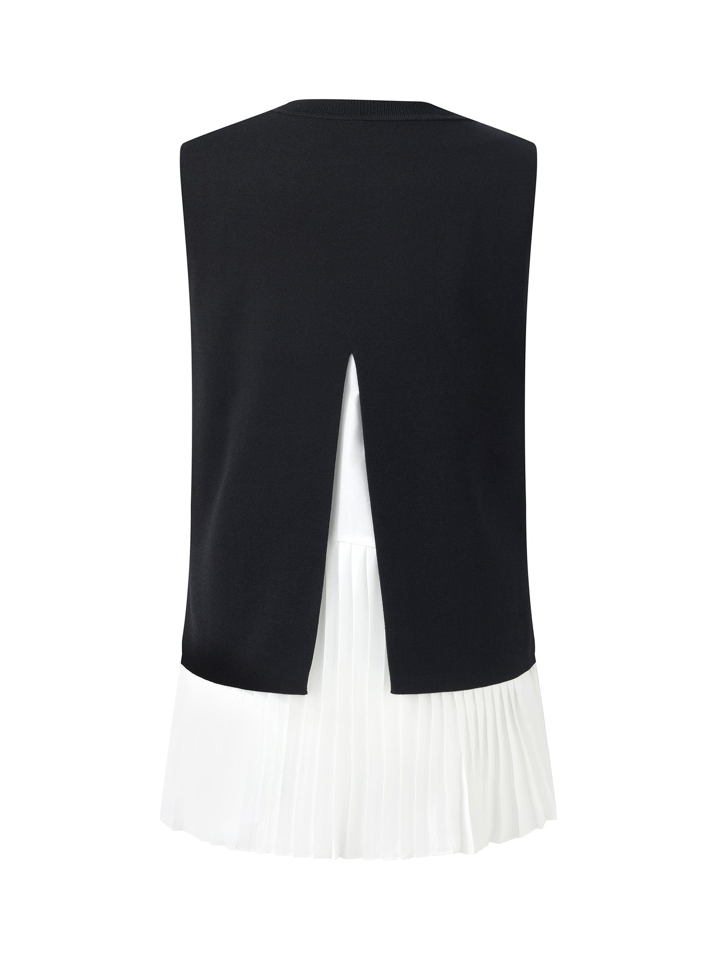 Lyocell Blend Knit Tank Top And Back Pleated Blouse Two-Piece Set