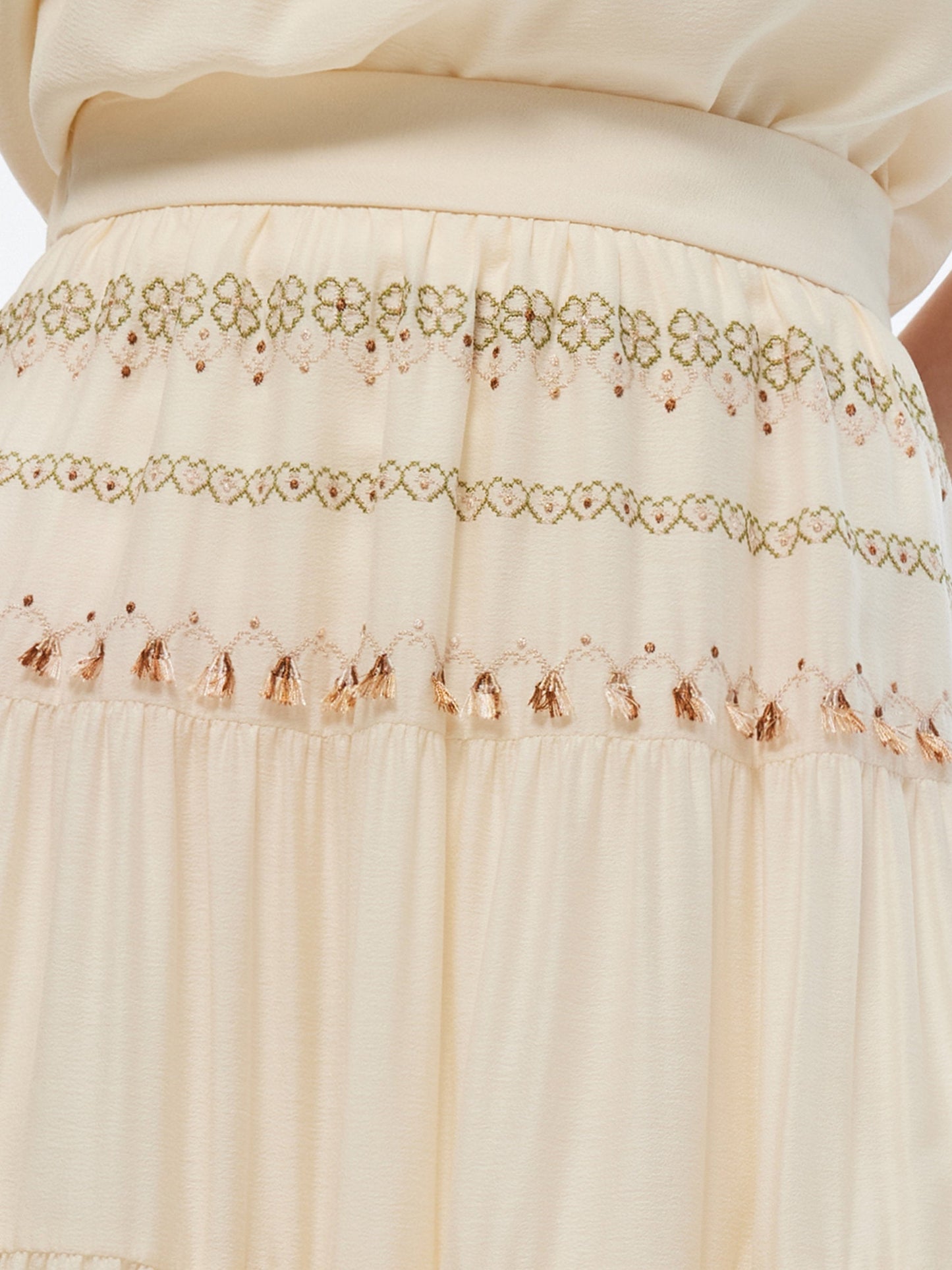 Acetate Blend Women Embroidered Skirt