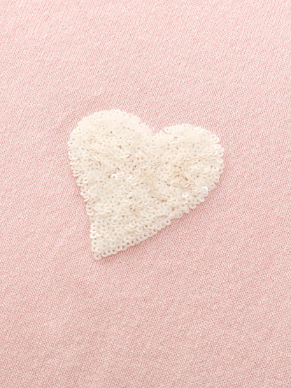 Lyocell Blend Sequined Heart Women Short Sleeve Cardigan
