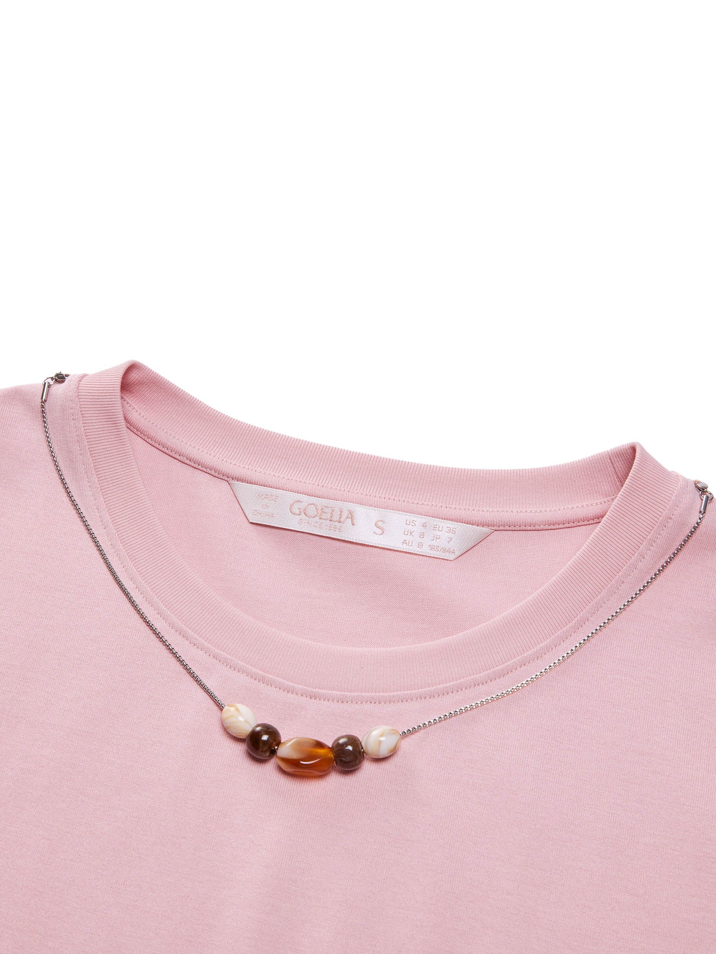 Cotton Side Twist Women T-Shirt With Detachable Beaded Chain