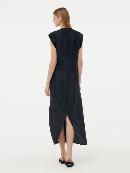 18MM Xiang Yun Silk V-Neck Cap Sleeve Women Maxi Dress