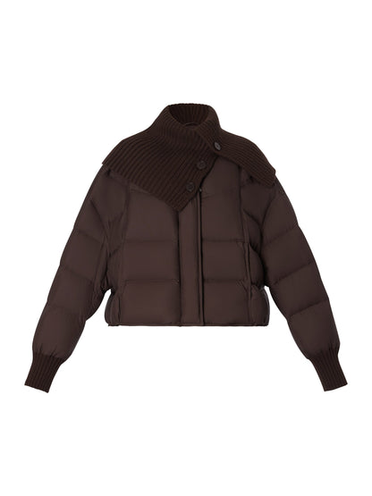 Cocoon Knitted Convertible Collar Goose Down Jacket
