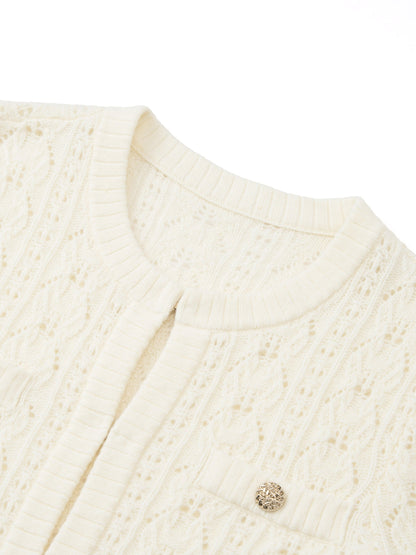 100% Wool Open Knit Women Cardigan