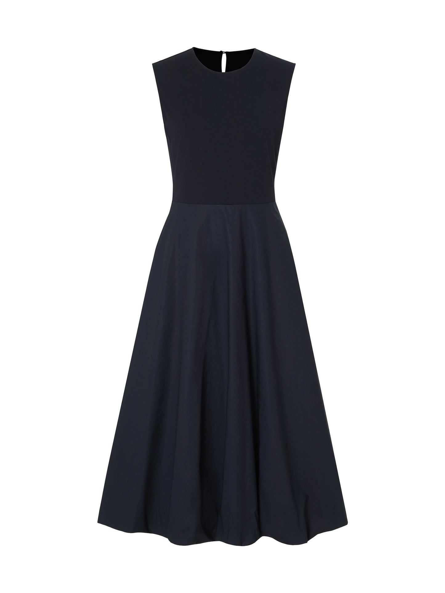 Dark Navy Bubble Hem Women Sleeveless Maxi Dress With Bag