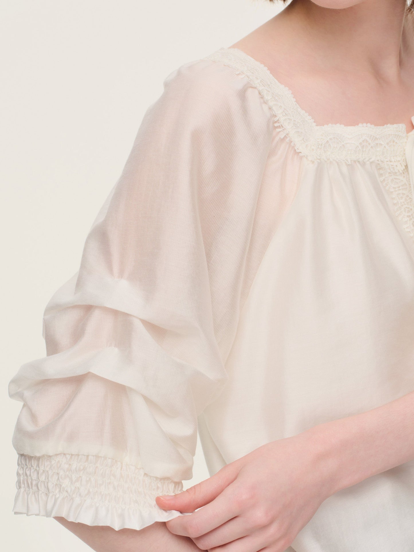 Tencel Blend Embroidered Square Neck Women Blouse