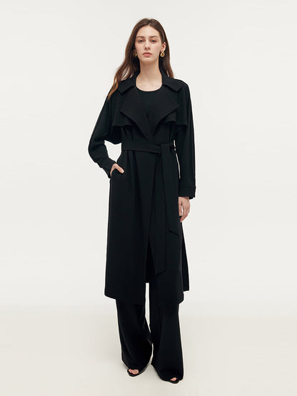 Triacetate Magnetic Button Cuffs Women Trench Coat With Belt