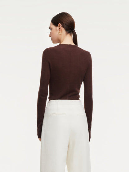 Cashmere Mulberry Silk Tencel Blend Women Knit Top