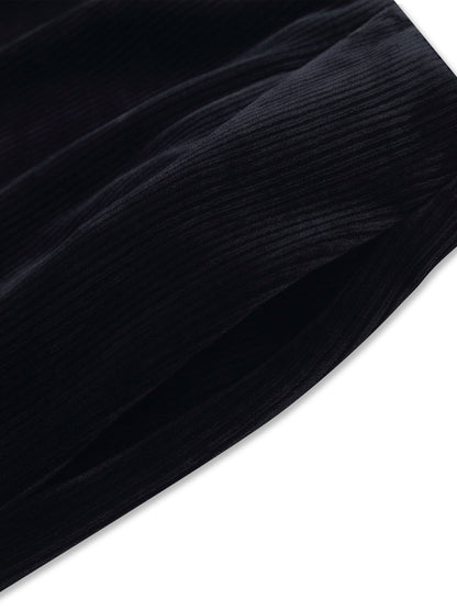 Velvet Ribbed Knit Women Loose Straight Leg Pants