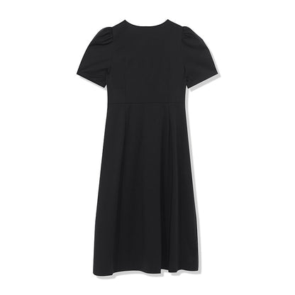 V-neck Pleated Midi Dress