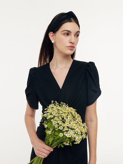 Acetate Twist Front Women Knit Maxi Dress With Hairband