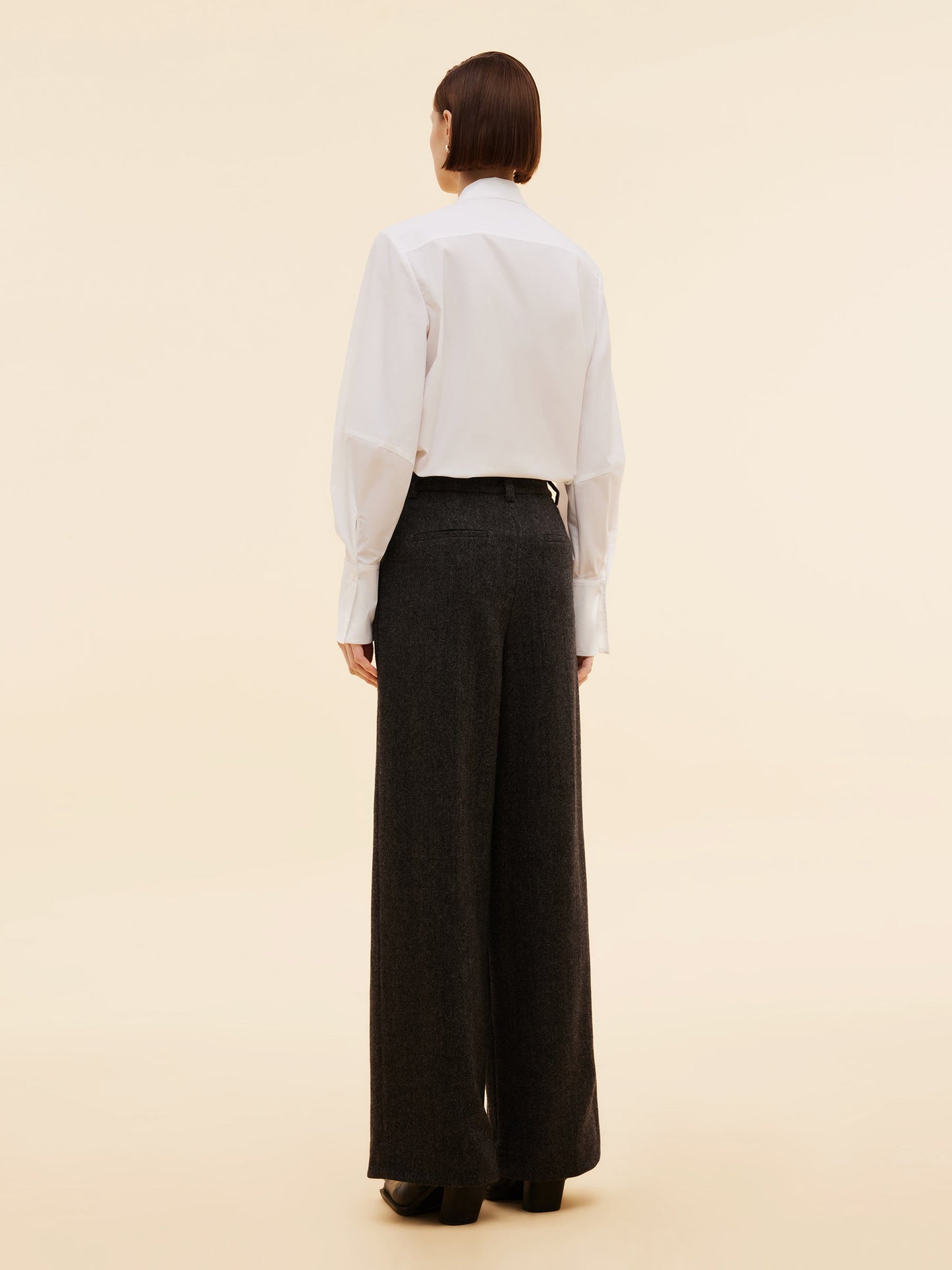 100% Washable Wool Straight Wide Leg Women Pants