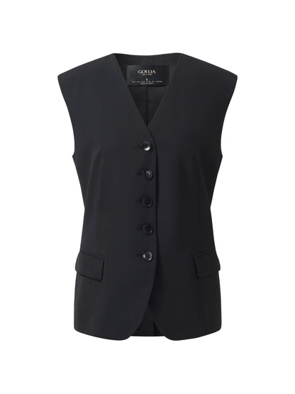 Stretch V-Neck Women Single-Breasted Vest