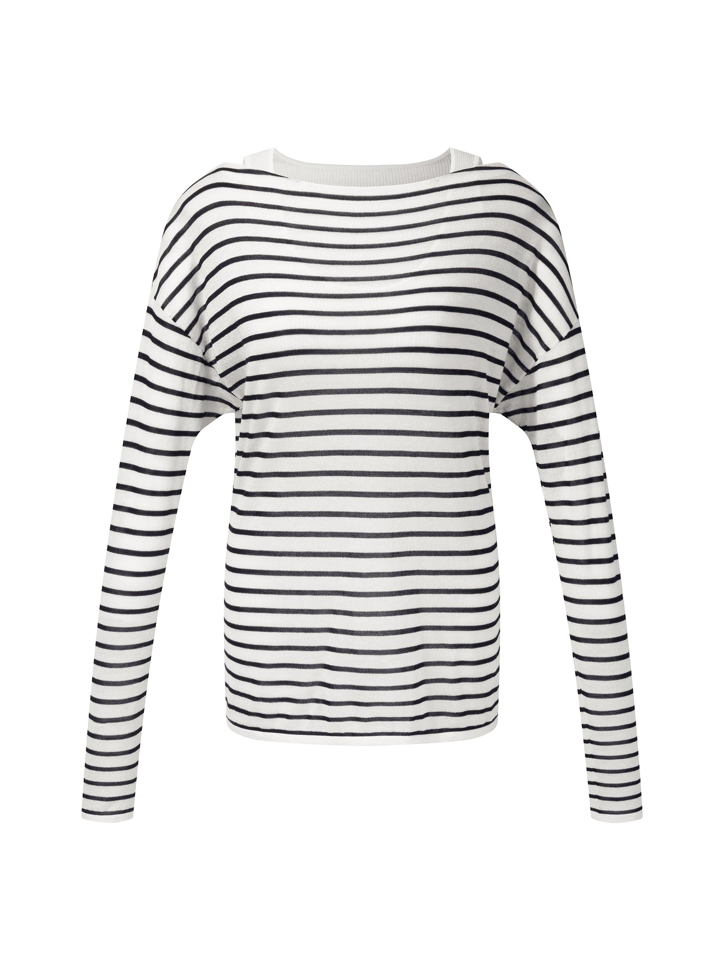 [Preview] Triacetate Tencel Blend Stripe Boat Neck Top And Tank Top Two-Piece Set