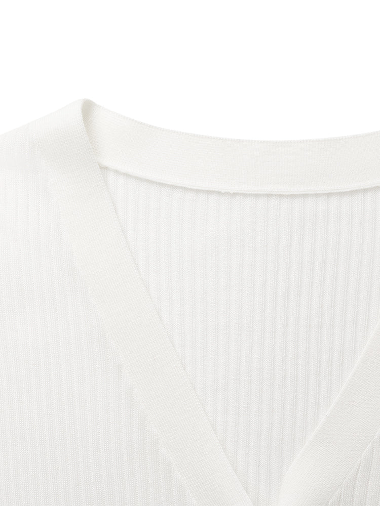 Tencel-Silk Blend Knitted V-Neck Women Cardigan