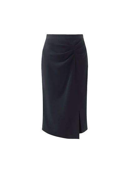Triacetate Slit Ruched Women Half Skirt