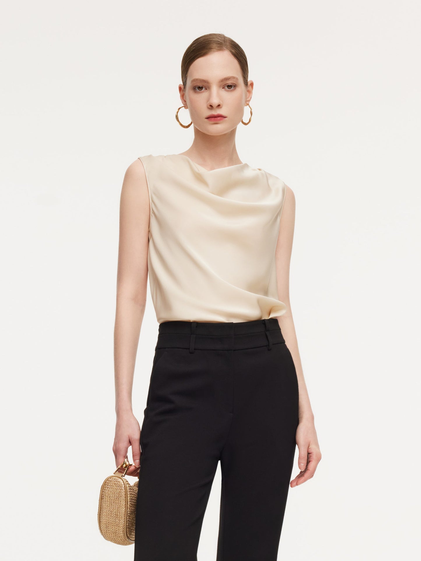 22MM Mulberry Silk Cowl Neck Women Tank Top