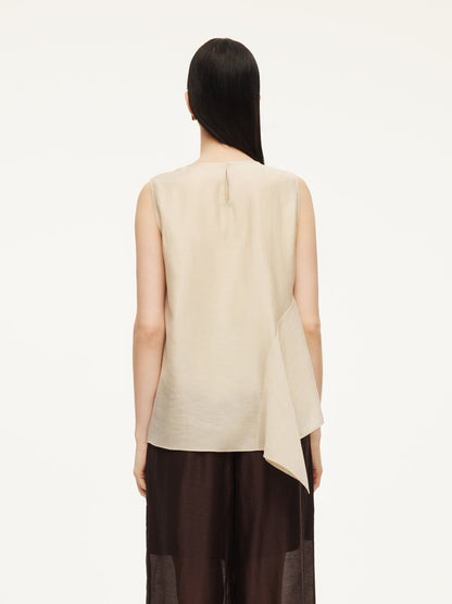 Lyocell Blend Ruffle-Detailing Women Tank Top