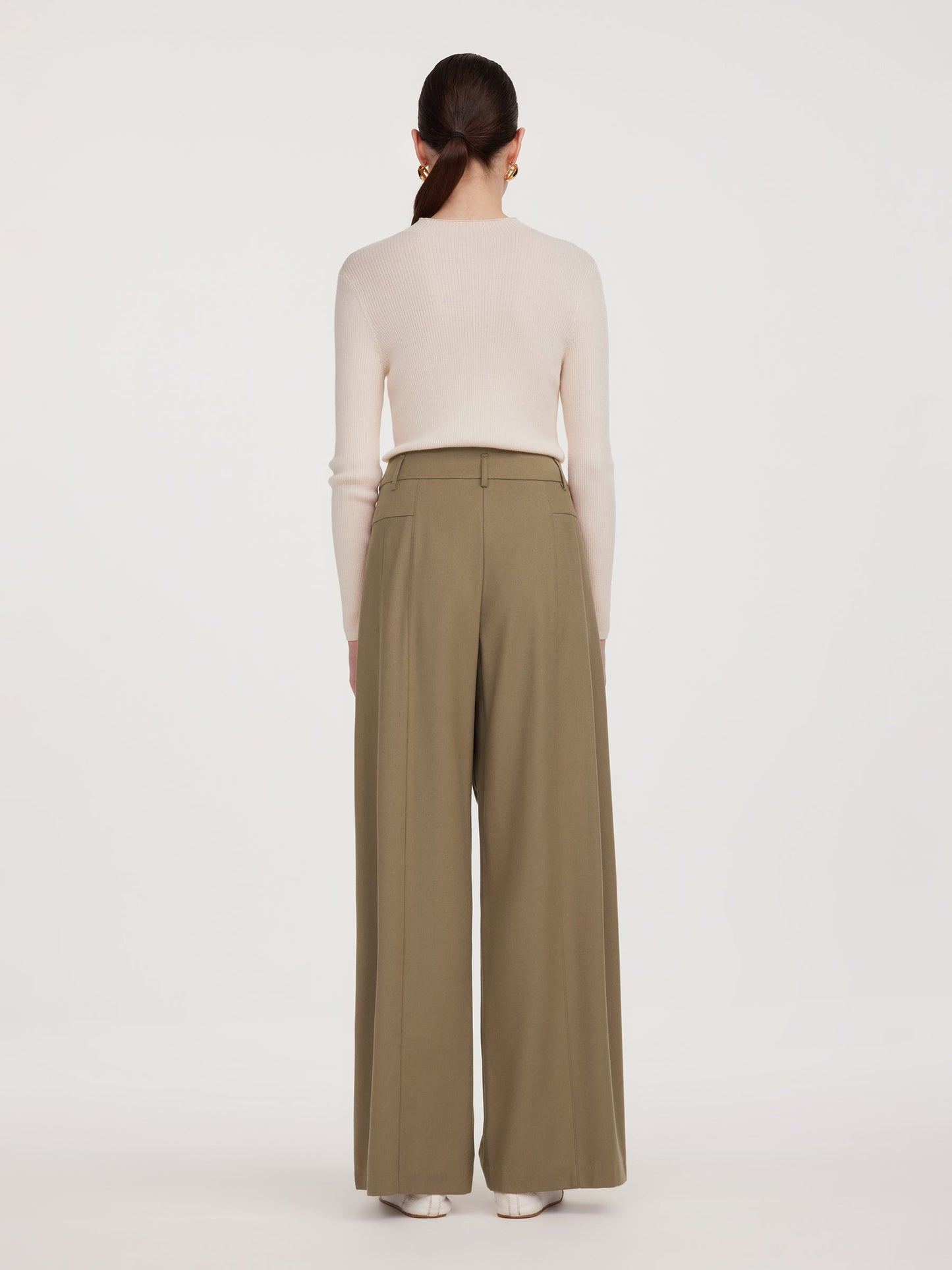 Cashmere Wool Blend Women Wide Leg Pants