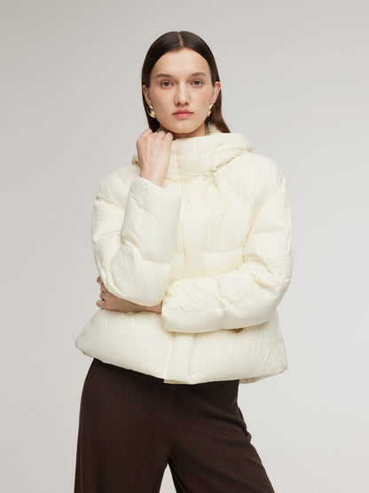 Lightweight Drawstring Hem Hooded Goose Down Jacket