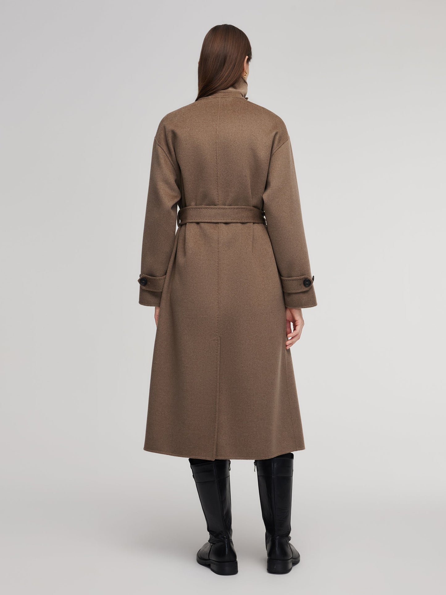 Cashmere Wool Blend Double-Faced Unisex Wrap Overcoat