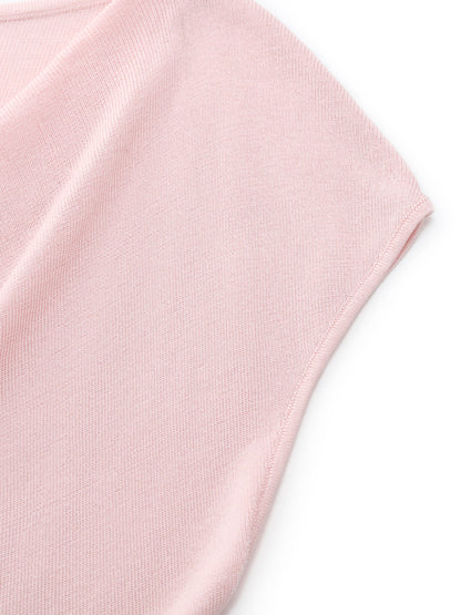 Tencel Mulberry Silk Cowl Neck Women Cap Sleeve Knit Top