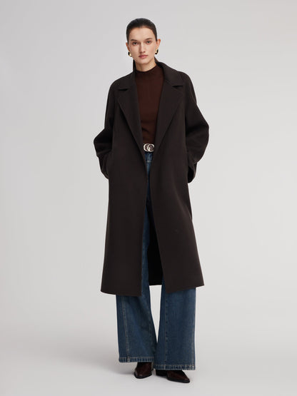Cashmere Wool Blend Double-Faced Unisex Wrap Overcoat