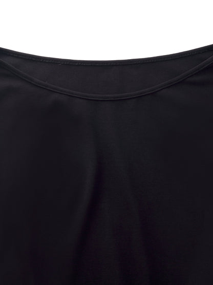 Adjustable Hem Knit Top And Mesh Pleated Skirt Two-Piece Set