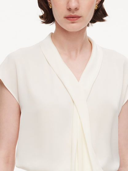 22MM Mulberry Silk Tie Neck Women Blouse